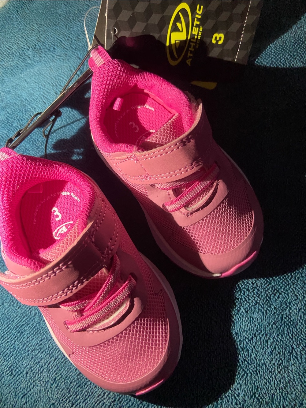 Athletic Works Bright Pink Kids Sneakers with Hook-and-Loop Strap